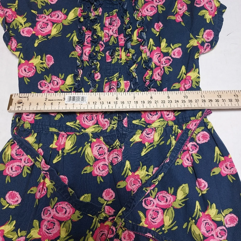 Cherokee Pink and Blue Floral Ruffle Dress Size XS - Picture 10 of 11